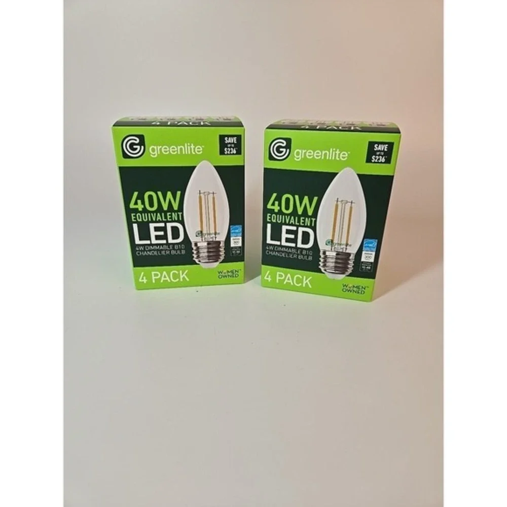 8 Bulbs (2 - 4 Packs) - B10‎ Chandelier Bulbs LED 4W Dimmable 40W Equivalent NEW